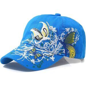 🆕Women Blue Adjustable Breathable Embroidered Sport Golf Outdoor Baseball Caps